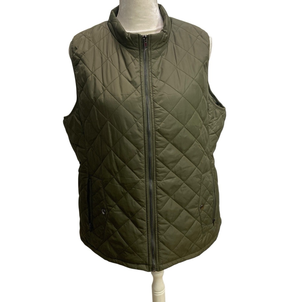 Xeoxarel‎ Women's Quilted Vest Puffer Sleeveless Jacket Size XL Green